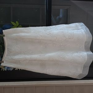 MSK india Satin embroidered sequin skirt cream boho